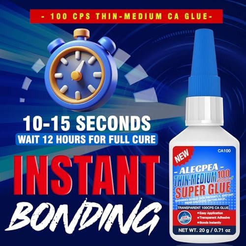ALECPEA Thin CA Glue 100 CPS - Medium Viscosity Cyanoacrylate, 20g