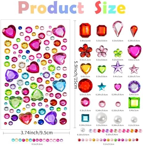 2774PCS Gem Stickers, Self Adhesive Gems for Crafts, Acrylic Bling Heart Sticker, Jewel Stickers Crafts self Adhesive, Assorted Shapes Jewels Rhinestones Sticker, Craft Supplies for Kids