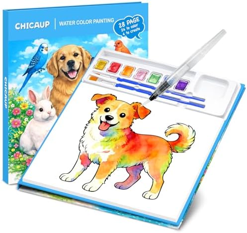 CHICAUP Paint with Water Coloring Books for Kids, Pet Themed Watercolor Painting Kit Painting Activity for Children, Creative Arts Crafts Drawing Gift Toy for Boys & Girls Ages 3-12