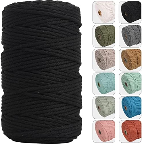 NOANTA 4mm 109yards Macrame Cord, Colored Cotton Rope Macrame Yarn, Black