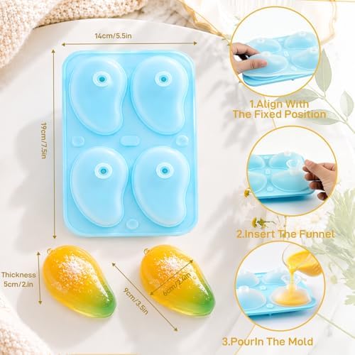 3D Mango Cake Molds Mango Silicone Mold Mangos Candy Mould Fruit Pastry Molds for Baking Chocolate Pudding Ice Cream Jelly Candy Pastry Bakeware Dessert Jelly Candle Soap Mousse Cake