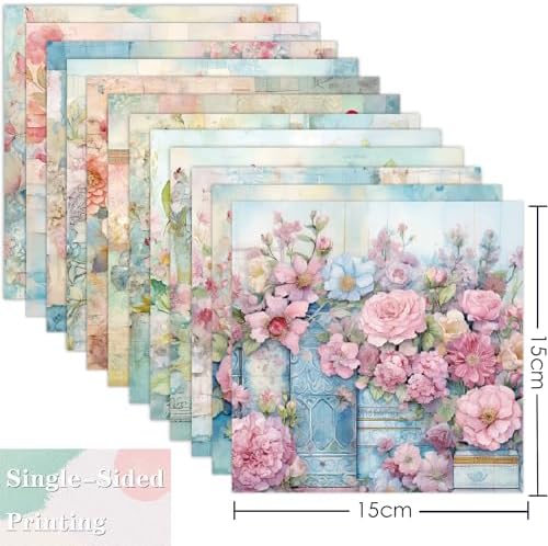 YASMEN Flowers Scrapbook Paper Pad, 6x6 Single-Sided Valentine Cardstock Paper Pad for Card Making, Journals, Planner, DIY Envelopes, Greeting Cards, Decorative Art Craft -24 Sheets