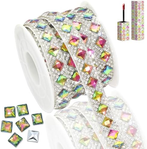 Mix Color Glass Gems Rhinestone Ribbon 1 CM Wide Rhinestone Strip