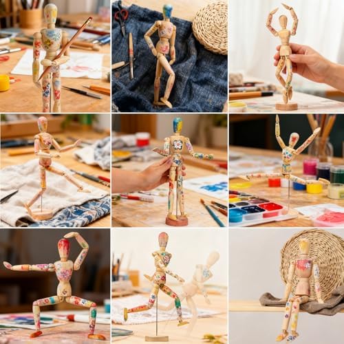 Drawing Mannequin,Mini Posable Wooden Figurines Dummy,Art Drawing Figure Model Dolls for Home Office Desk Décor Sketching Painting,Body Action Figure Artists Gifts,8-Pack