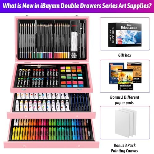 iBayam Pink Art Supplies, Color Drawing Sets, Teen Girl Gifts Trendy Stuff