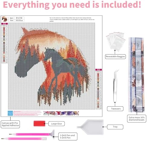 GEEHEIY Diamond Art Kits for Adults, 5D Forest Horse Diamond Painting Kit