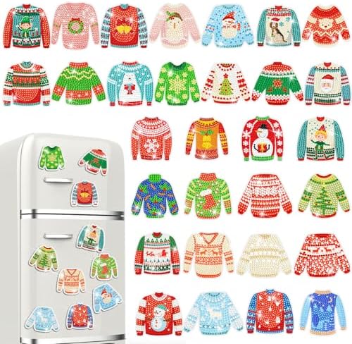 30 Pcs Christmas Magnetic Diamond Art Painting Magnets