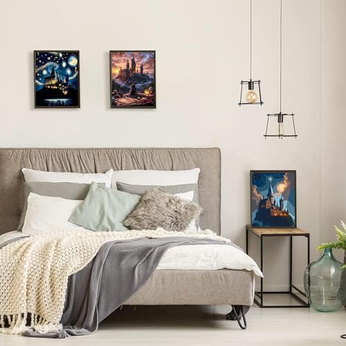 3 Pack Magic Castle Paint by Numbers Kit for Adults,Magic Hat Acrylic Painting Kit Adult Paint by Number Kits on Canvas,DIY Painting for Beginners Art by Numbers for Gifts Home Wall Decor 12x16 inch