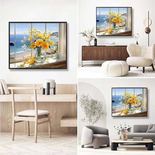 Vase Flower Paint by Numbers for Adults with Framed Canvas - Wooden Easel