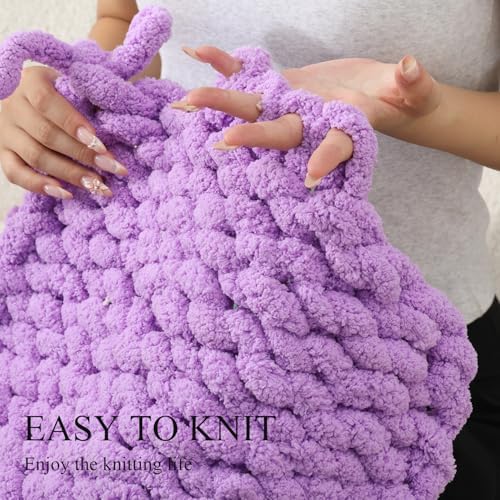 Chunky Yarn for Hand Knitting, No7 Thick Yarn, 250Grams 32Yards, Pack of 4, Perfect for Knitters and Crafters (Deep Taro Purple)
