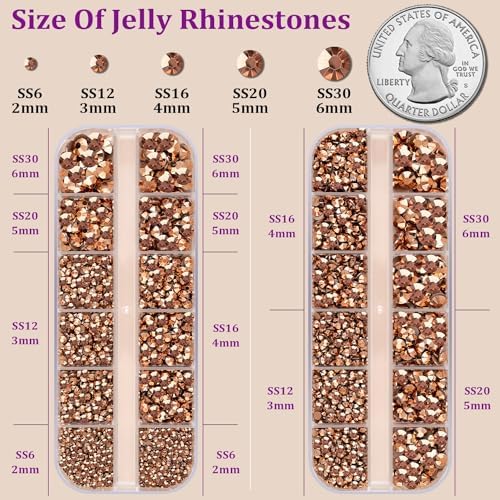 TINKRSTUFF Resin Jelly Rhinestones for Crafting with B7000 Jewelry Glue, 2 Boxes Champagne Flatback Crystals with 3Pcs 10ml Glue, Bedazzling Non Hotfix Gems for DIY Tumblers Clothing Shoes Manicure