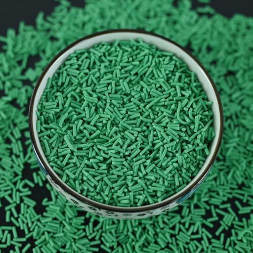 LIKETURE Fake Sprinkles 110g Nonedible Polymer Clay Sprinkles Faux Sprinkle Plastic Sprinkles for Craft Sprinkles Decoration for Resin Filler Slime Add ins Slime Mixed in Shaker Card (Christmas Green)