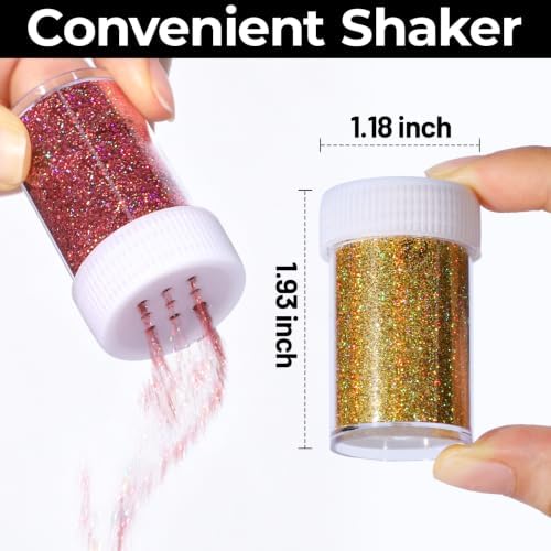 LEOBRO Glitter, 18 Jars Holographic Fine Glitter for Resin, Crafts