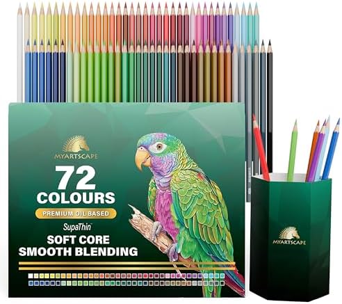MyArtscape 72 Oil-Based Colored Pencils with Roll Up Case