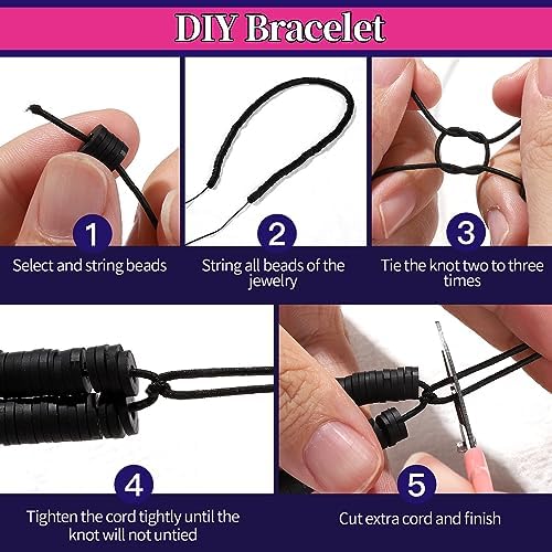 FANDAMEI 1mm Elastic String for Beading, Elastic Cord Stretchy for Bracelets Making, Stretch Bead Cord for Jewelry Making, Sturdy Thread for Bracelet Necklace Crafts Christmas DIY Elastic String Cord