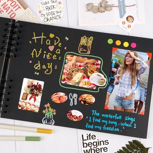 Mauproy 11.5 x 8.5 Inch Black Scrapbook Album, 80 Pages | Photo Album with Black Pages, Kraft Paper Hardcover Memory Book with DIY Accessories Kit for Birthday, Wedding, Travel