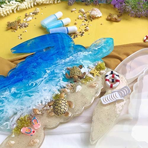 Epoxy Resin Silicone Tray Molds Turtle Whale Anchor for Serving Board, Platter, Wall Hanging, Concrete, Cement, Polymer Clay 3-in-Set Extra Large Length 12.5inch