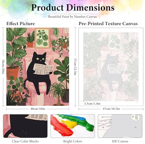 Dawnsphere Black Cat Paint by Numbers Kit for Adults Without Frame 16x20 in