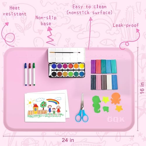 Silicone Art Mat for Crafts with Raised Sides to Stay Tidy, 24" x 16"