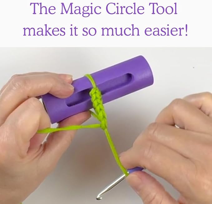 KelliDream Original Magic Circle Crochet Tool w Right & Left-Handed Step by Step Online English Instructions & Videos, Learn How to Make a Magic Circle Stitch w All Yarn Sizes (Purple)
