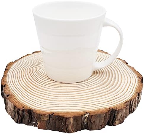 Natural Round Discs Rustic Wood Slices 5 Pcs 7-8 inch Unfinished Wood kit Circles Crafts Tree Slices with Bark Log Discs for DIY Arts and Wedding Christmas Ornaments