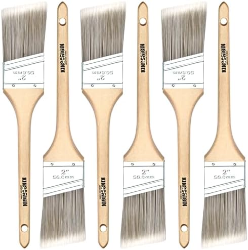 King Origin 2 Inch Angled Paint Brushes 6 PCS Wood Handle