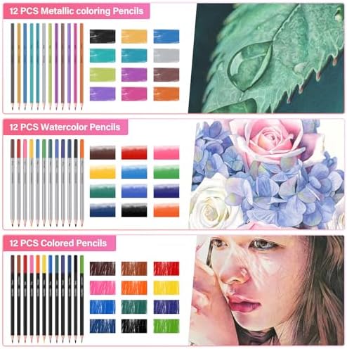 Vobou 72pcs Colored Drawing Pencils Kit Sketching, Graphite Pencils With Convenient Case, School Art Supplies Gift for Artists Adults Beginner, Ideal for Shading, Blending,Art Supplies Set