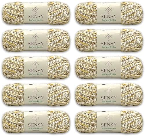 S Sensy Softee Raffia - Polyester Raffia Yarn, 10 Skein Sunset, 109 Yards