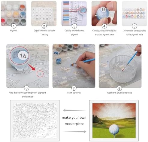 QMNBTES Paint by Numbers Kit for Adults Beginner Golf Sport Paint by Number Kits on Canvas Number Painting Drawing Paintwork DIY Oil Painting Kits for Gift Home Wall Decor