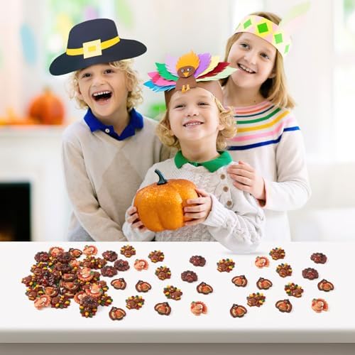 JUNEBRUSHS 50 Pcs Thanksgiving Turkey Charms, Mini Resin Turkey Flatback Turkey Embellishment for Fall Thanksgiving DIY Crafts Home Table Decorations