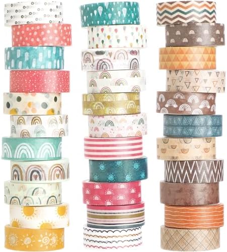 TaoBary 33 Rolls Washi Tape Set, 15mm Holiday Seasonal,Charming Style