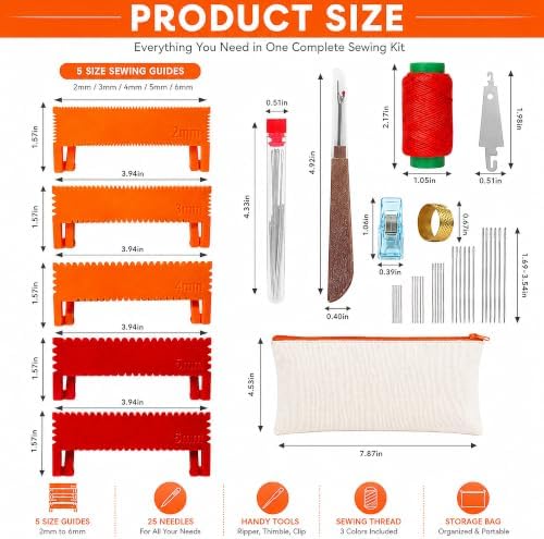 44Pcs Clip-On Sewing Ruler Seam Guide & Needle Kit