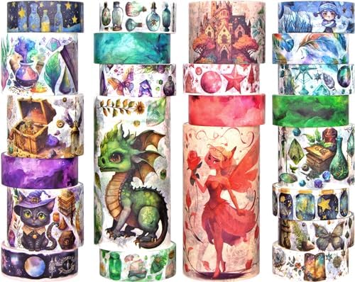 Ieebee 23 Rolls Magic & Fairy Washi Tape Set for Journaling & Scrapbooking
