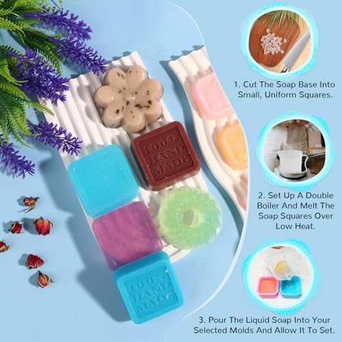 Dewiitine DIY Soap Making Kit, Soap Kit with Soap Mold Melt and Pour Soap Base Fragrances Dried Flowers Glitter Soap Colorant DIY Craft Kit for Adults Beginners