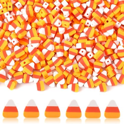 300Pcs Halloween Candy Corn Clay Beads for Jewelry Making
