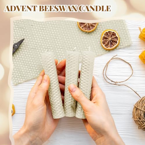 Yuntau 24 Pcs Beeswax Candle Making Kit, 8 x 8 Inches, White