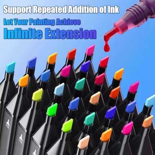 Alcohol Markers 120 Colors with Base Dual Tip Art Drawing Markers | for Anime Sketch Illustrations - Refillable