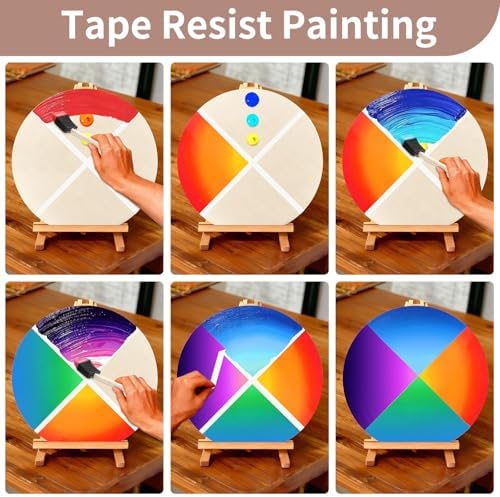 12 Inch Unfinished Wood Circles, 4-Pack Blank Rounds with Brush for Crafts | 12-inch unfinished wood circles with paint foam brush for door signs, painting, wood burning, Cricut crafts and DIY decor.