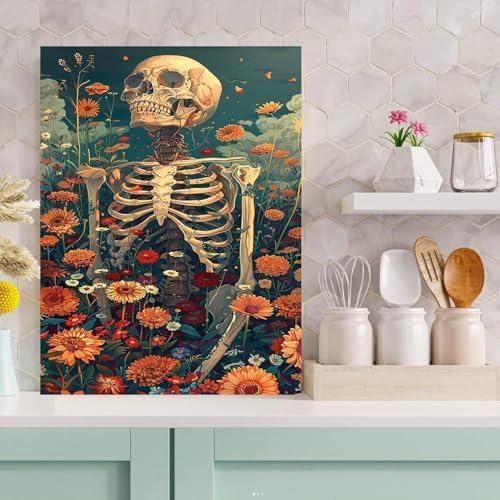 Meothan Diamond Art Kits for Adults Skeleton Diamond Painting Kit 12x16in