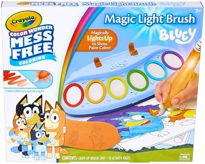 Crayola Bluey Color Wonder Magic Light Brush, Mess Free Painting Station for Kids, Gifts, Toddler Bluey Toys & Activities, Ages 3+
