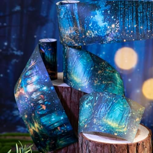 Alideco 6pcs Decorative Adhesive Tapes Vintage Forest Night View Washi Paper Tape Great for Bullet Journal Supplies, Arts, Scrapbook, DIY Crafts, Planners (senlindeyewu)