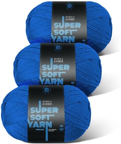 Acrylic Yarn for Crocheting & Knitting – Soft Crochet Yarn for Crocheting, 3 Pack of 370 Yards, Perfect for Crafts & Amigurumi, Medium Worsted Weight 4, Royal Blue