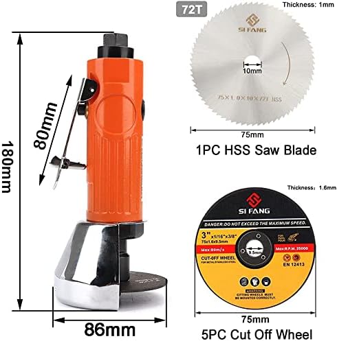 Air Cut Off Tool with 5Pcs 3-inch Die Grinder Cut-Off Wheels, Pneumatic Metal Sheet Cutting Tool, Heavy Duty Air Cutter Cut off Tool