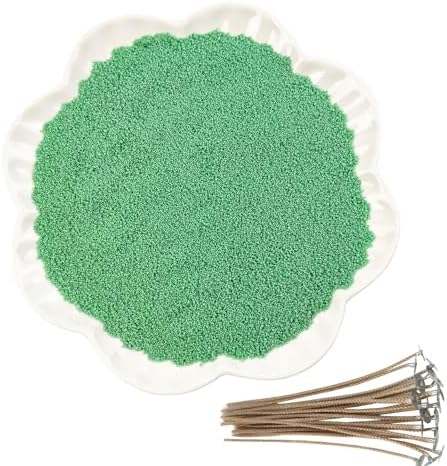 CoolCrafts Sand Wax Candle with Wicks 2 LB Pearled Sand Candle Bulk for Candle Making, Wedding Decor, Crafts - Green