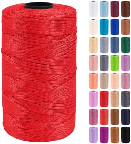 JeogYong Polypropylene Ribbon Yarn 3mm x 218 Yards Flat Macrame Cord 3mm Crochet Yarn for Handbags, Shopping Bags, Sun Hats, Shoes, DIY Crafts, Decorative Projects
