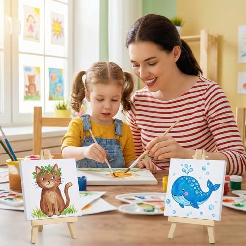 40 Pack 6“ Mini Wood Display Easel, Natural Wooden Small Easel Stand for Signs, Small Canvases, Table Display, Pictures, Photos, Wedding Place Cards, Crafts and Other Smaller Projects