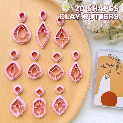 Keoker Polymer Clay Cutters Set 20 Boho Shape Clay Cutters for Polymer Clay Jewelry Making