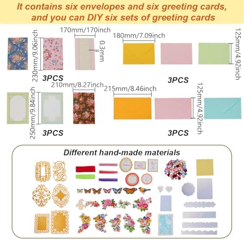 AHANDMAKER Handmade Greeting Card Making Kits, DIY Thank You Card Set Flowers Theme Paper Envelopes Cards Stickers for Christmas Thanksgiving Mother's Day Birthday Gifts Crafts Decorations
