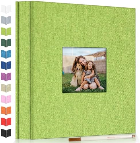 Artfeel Photo Album Self Adhesive Scrapbook Album for 3x5 4x6 5x7 8x10 Pictures,120 Pages Linen Cover with Display Window DIY Photo Book,Ideal Gifts for Family Travel Wedding Baby