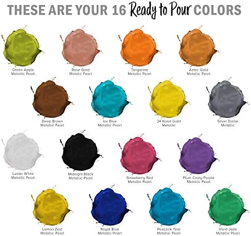 Pouring Masters 16-Color Ready-to-Pour Acrylic Pouring Paint Set